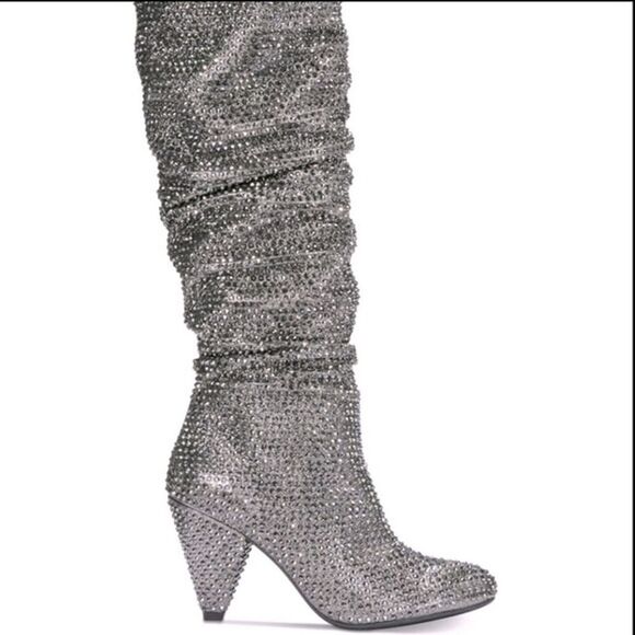 NEW I.N.C Gerii grey Metallic Slouch ImStuded Boots  Women |  Pewter |  shoes - Picture 3 of 9